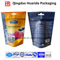 Flat Bottom Plastic Pet Food Packaging Bag with Window Zipper